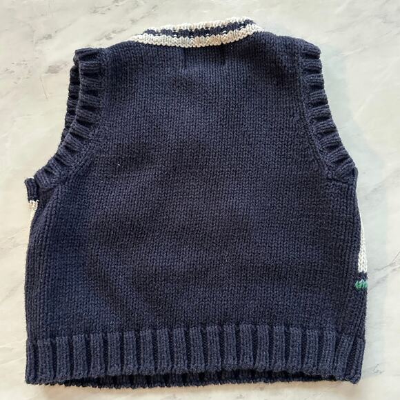 Hartstrings baby 24 months boys sweater vest blue flags pattern vintage v-neck - Picture 6 of 7